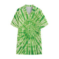 Green Tie Dye Print Cotton Hawaiian Shirt