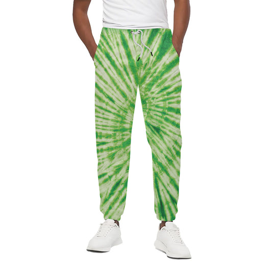 Green Tie Dye Print Cotton Pants