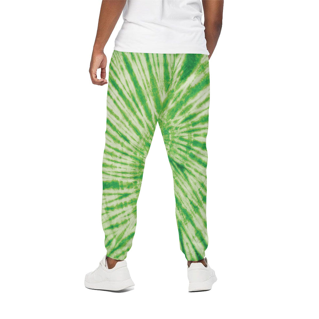 Green Tie Dye Print Cotton Pants