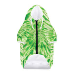 Green Tie Dye Print Dog Zip Up Hoodie