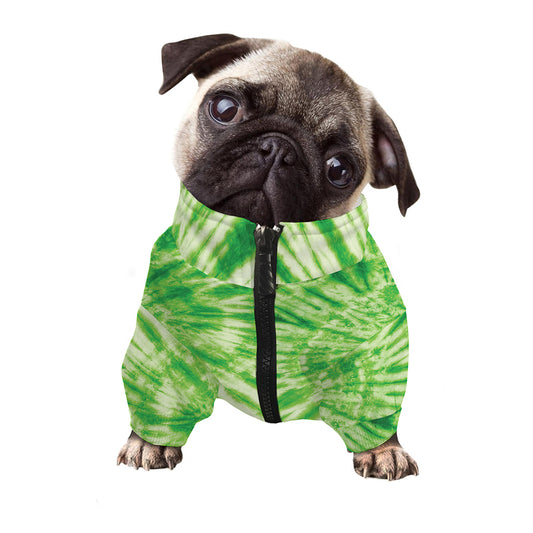 Green Tie Dye Print Dog Zip Up Jacket