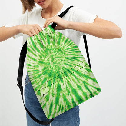 Green Tie Dye Print Drawstring Backpack