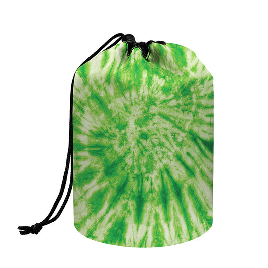 Green Tie Dye Print Drawstring Makeup Bag