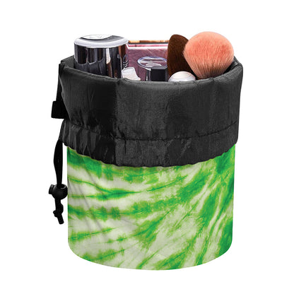 Green Tie Dye Print Drawstring Makeup Bag