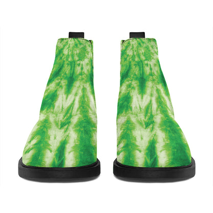 Green Tie Dye Print Flat Ankle Boots
