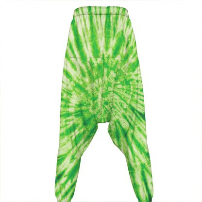 Green Tie Dye Print Hammer Pants