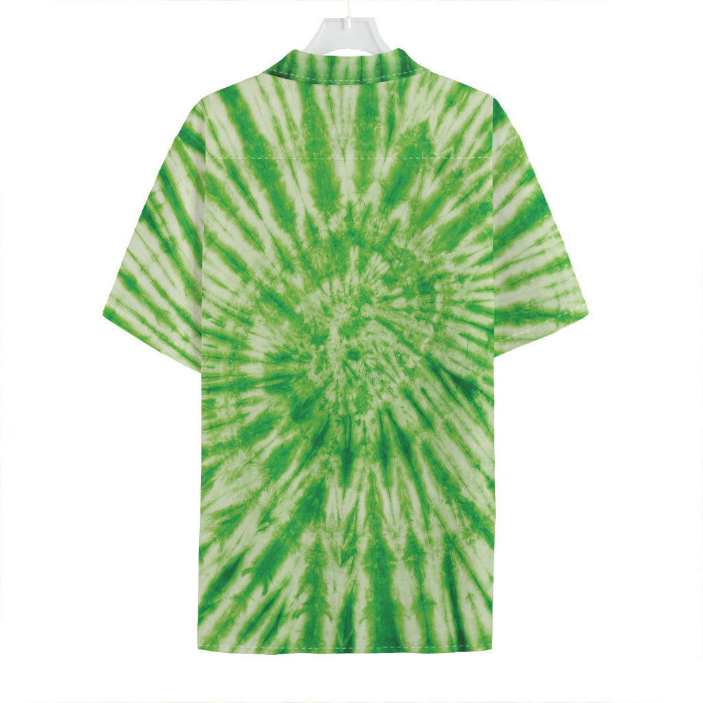 Green Tie Dye Print Hawaiian Shirt