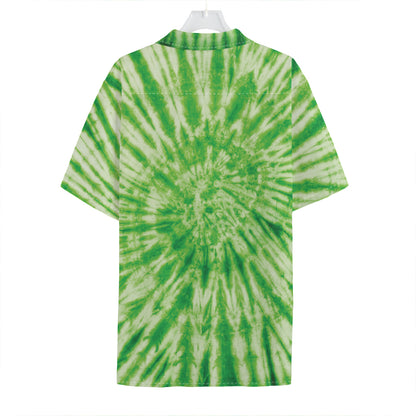 Green Tie Dye Print Hawaiian Shirt
