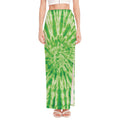 Green Tie Dye Print High Slit Maxi Skirt