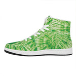 Green Tie Dye Print High Top Leather Sneakers
