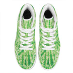 Green Tie Dye Print High Top Leather Sneakers