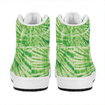 Green Tie Dye Print High Top Leather Sneakers