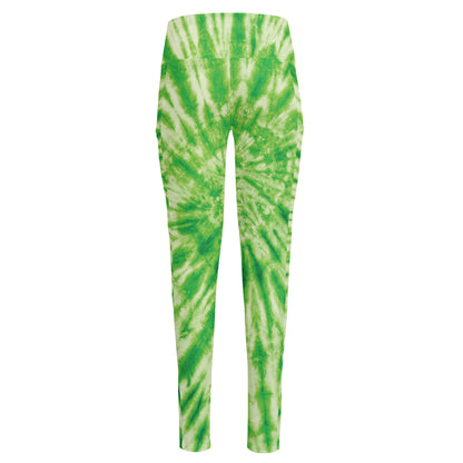 Green Tie Dye Print High-Waisted Pocket Leggings