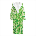 Green Tie Dye Print Hooded Bathrobe