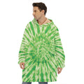 Green Tie Dye Print Hoodie Blanket