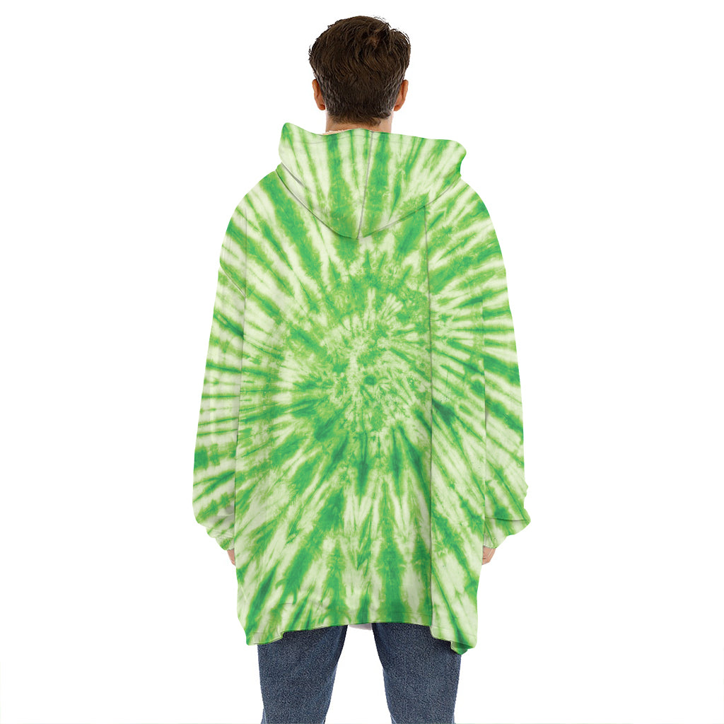 Green Tie Dye Print Hoodie Blanket