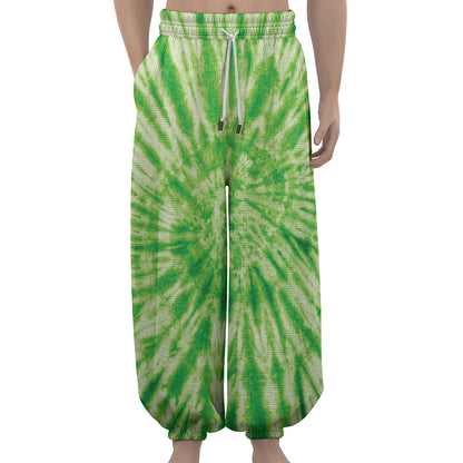 Green Tie Dye Print Lantern Pants