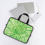 Green Tie Dye Print Laptop Sleeve With Handle