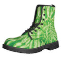 Green Tie Dye Print Lace-Up Boots