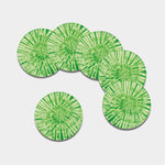 Green Tie Dye Print Leather Coaster Set