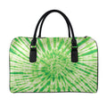 Green Tie Dye Print Leather Duffel Bag