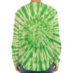 Green Tie Dye Print Long Sleeve Baseball Jersey