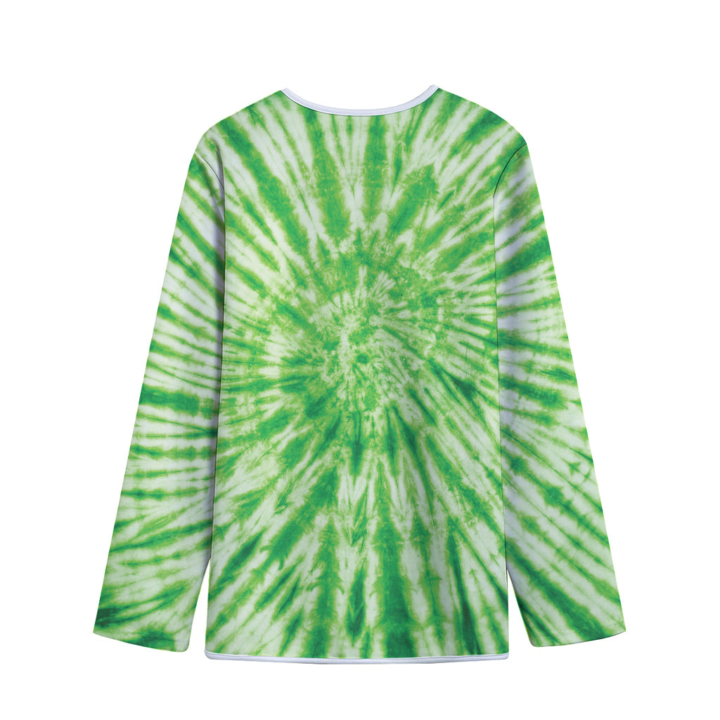 Green Tie Dye Print Long Sleeve Short Coat