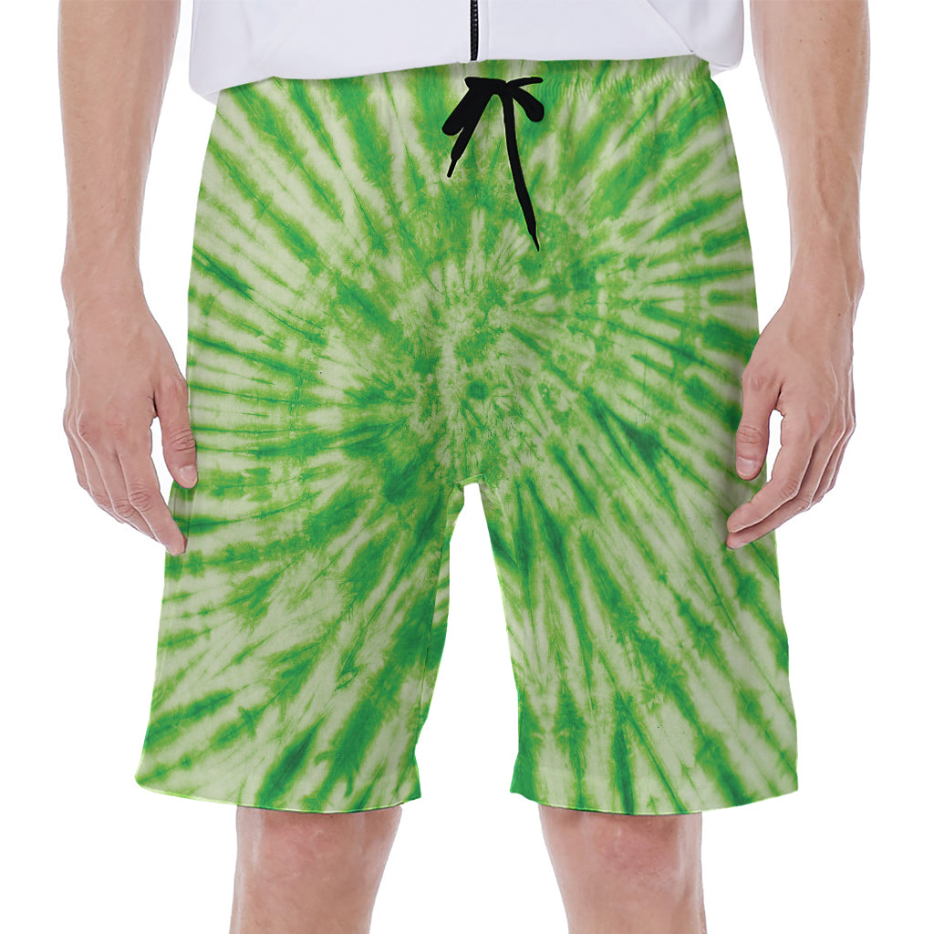 Green Tie Dye Print Men's Beach Shorts