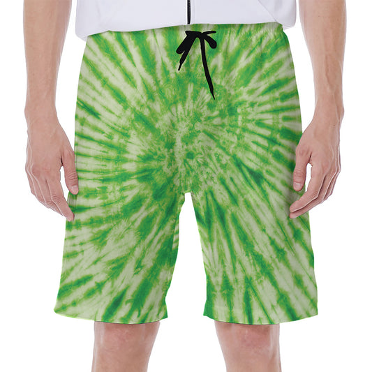 Green Tie Dye Print Men's Beach Shorts