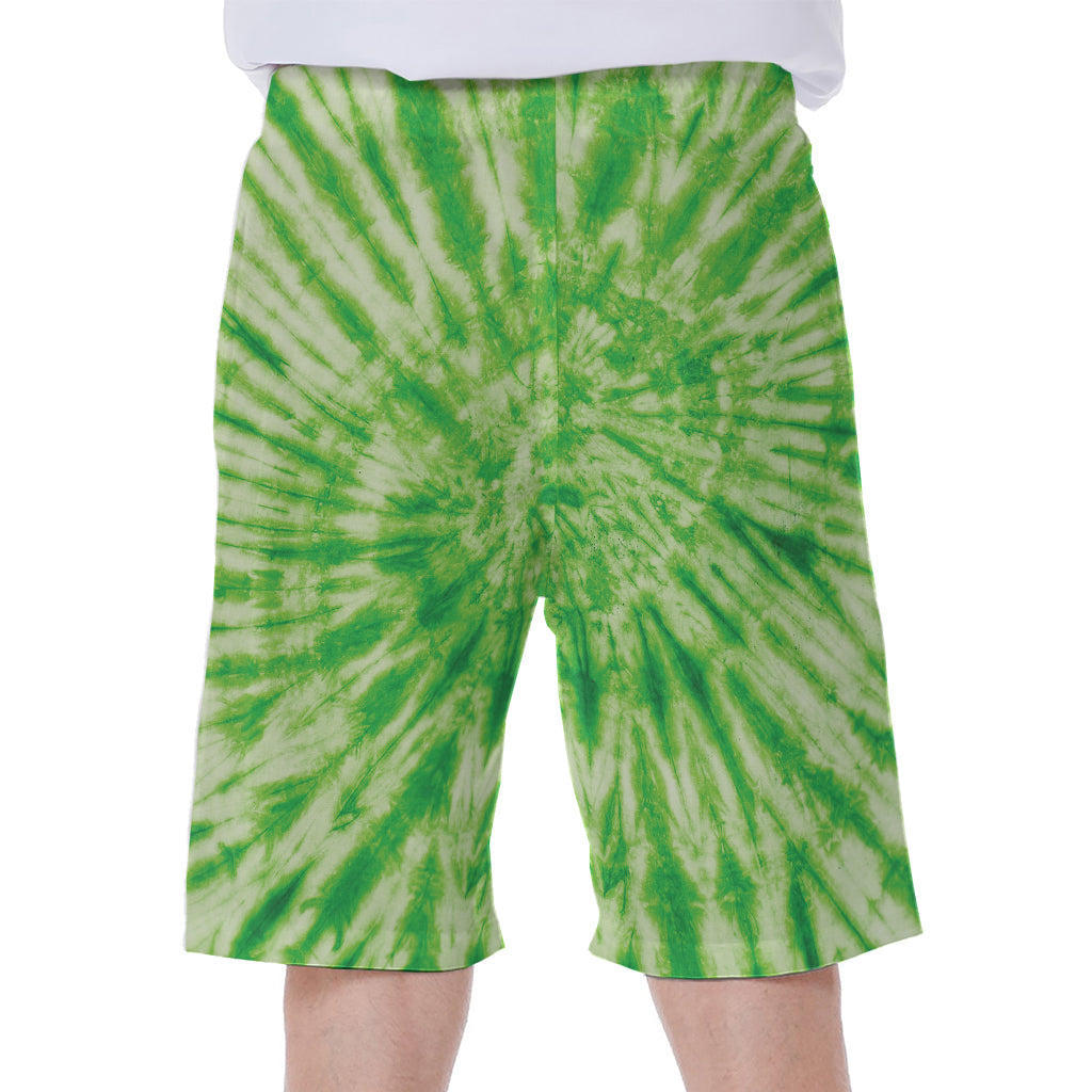 Green Tie Dye Print Men's Beach Shorts