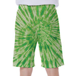 Green Tie Dye Print Men's Beach Shorts