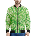 Green Tie Dye Print Men's Bomber Jacket