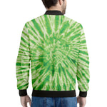 Green Tie Dye Print Men's Bomber Jacket