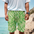 Green Tie Dye Print Men's Cargo Shorts