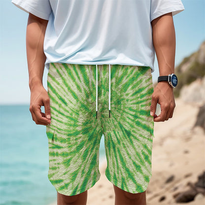 Green Tie Dye Print Men's Cargo Shorts