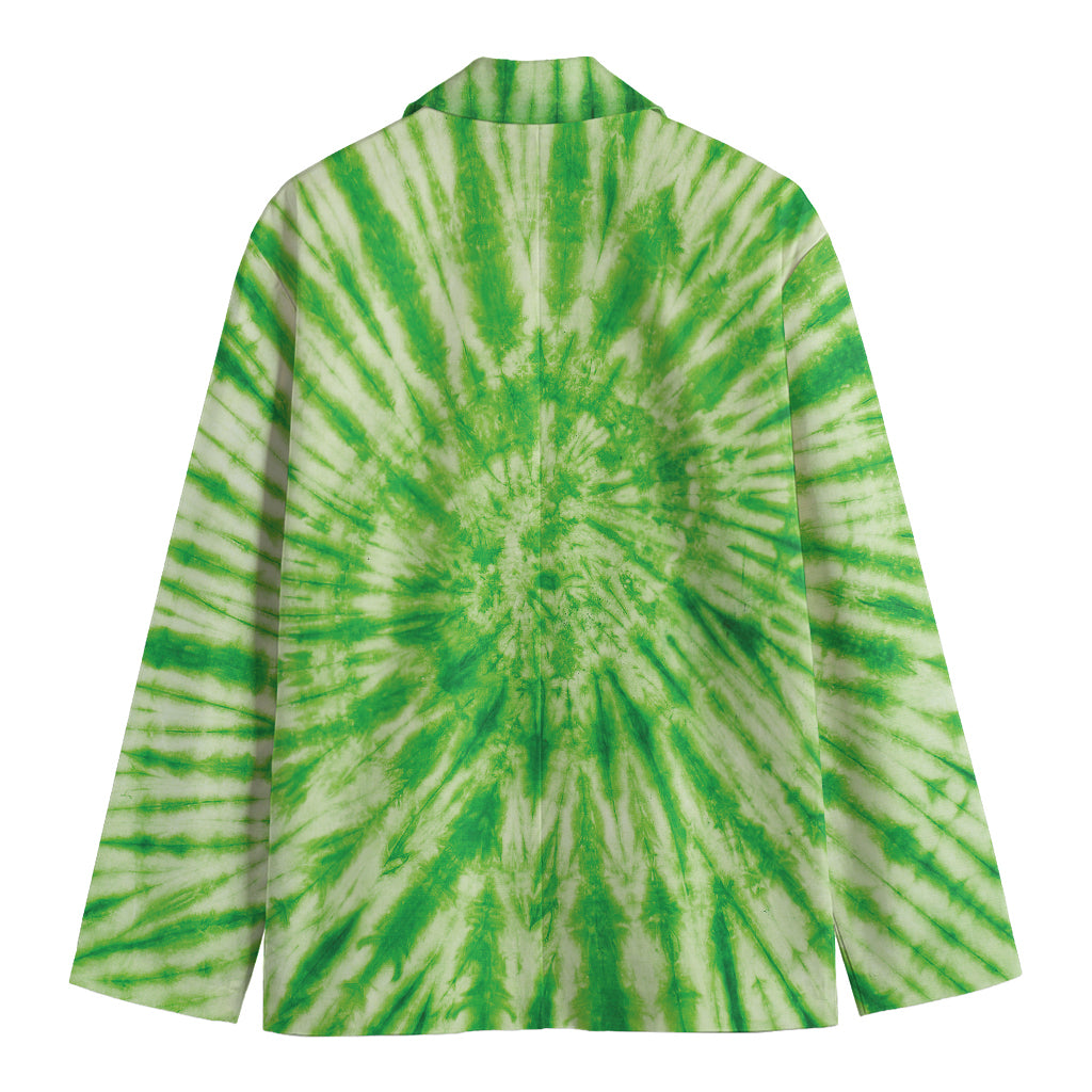 Green Tie Dye Print Men's Cotton Blazer