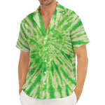 Green Tie Dye Print Men's Deep V-Neck Shirt