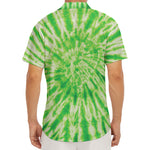 Green Tie Dye Print Men's Deep V-Neck Shirt