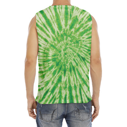 Green Tie Dye Print Men's Fitness Tank Top