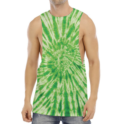 Green Tie Dye Print Men's Muscle Tank Top