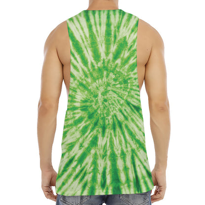Green Tie Dye Print Men's Muscle Tank Top