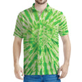 Green Tie Dye Print Men's Polo Shirt
