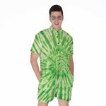 Green Tie Dye Print Men's Rompers