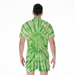 Green Tie Dye Print Men's Rompers