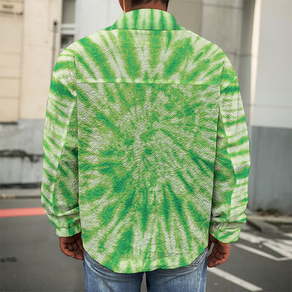 Green Tie Dye Print Men's Shirt Jacket