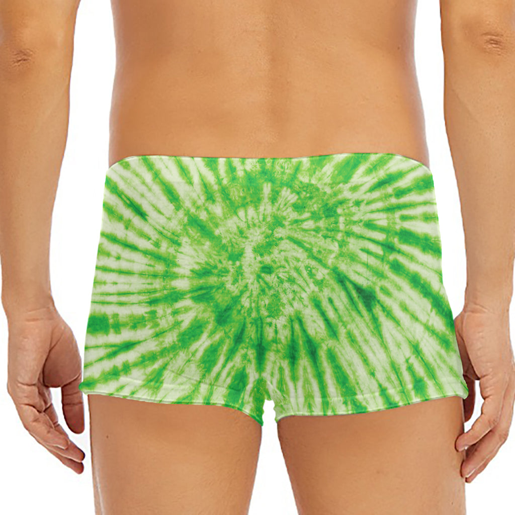 Green Tie Dye Print Men's Short Boxer Briefs