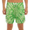 Green Tie Dye Print Men's Split Running Shorts