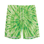 Green Tie Dye Print Men's Sports Shorts