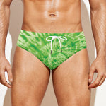 Green Tie Dye Print Men's Swim Briefs
