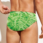 Green Tie Dye Print Men's Swim Briefs